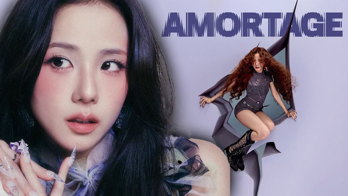 Jisoo from BLACKPINK promoting her solo mini-album “Amortage,” symbolizing artistic independence and emotional depth in K-pop.