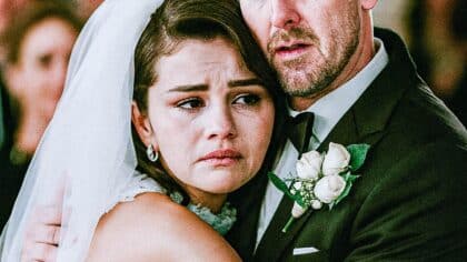 Selena Gomez crying during her wedding day