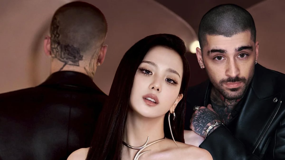 Zayn Malik and Jisoo posing together for a music collaboration.